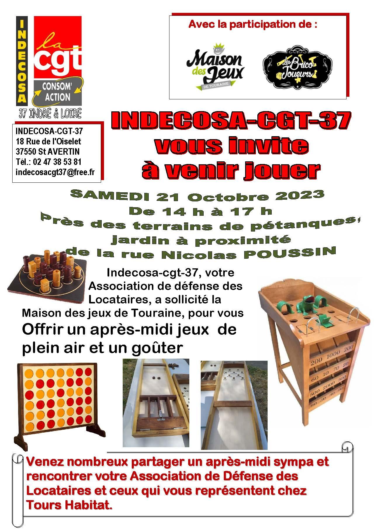 Affiche animation maison des jeux pour le samedi 21 octobre rives du cher